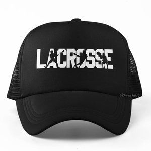 🆕Lacrosse Player Cutout Foam Trucker Hat Mesh Snapback Cap Black